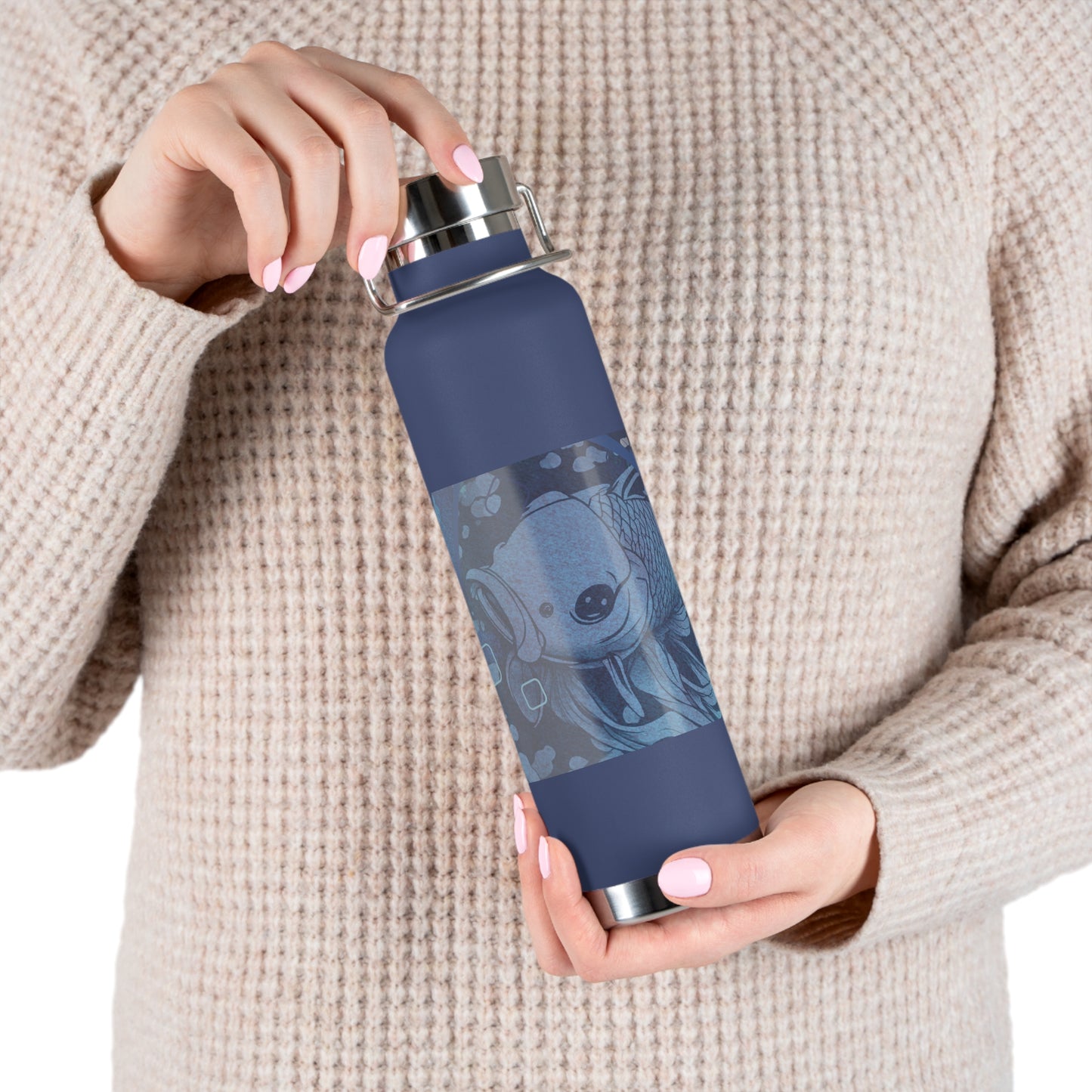 Blue Koi Copper Vacuum Insulated Bottle, 22oz