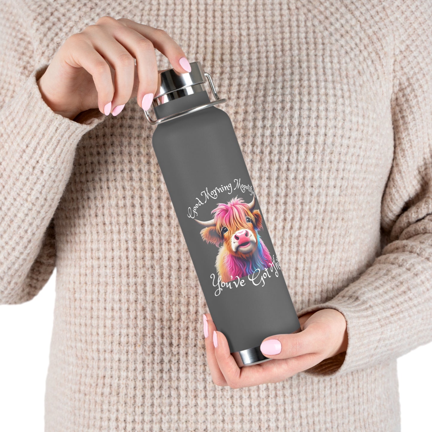 Good Morning Moootiful Copper Vacuum Insulated Bottle