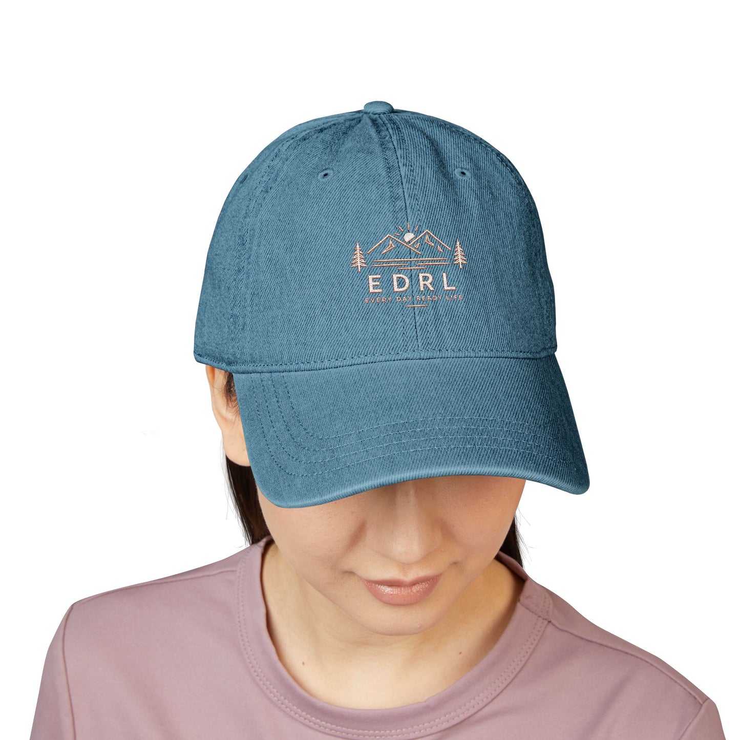 Embroidered Mountain Logo Denim Hat — EDRL by Just Gigi IFYKYK