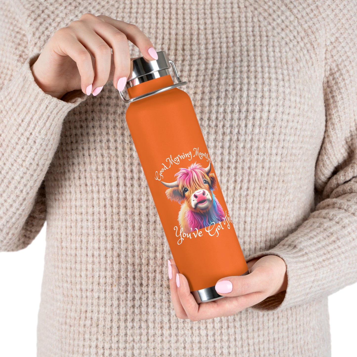 Good Morning Moootiful Copper Vacuum Insulated Bottle