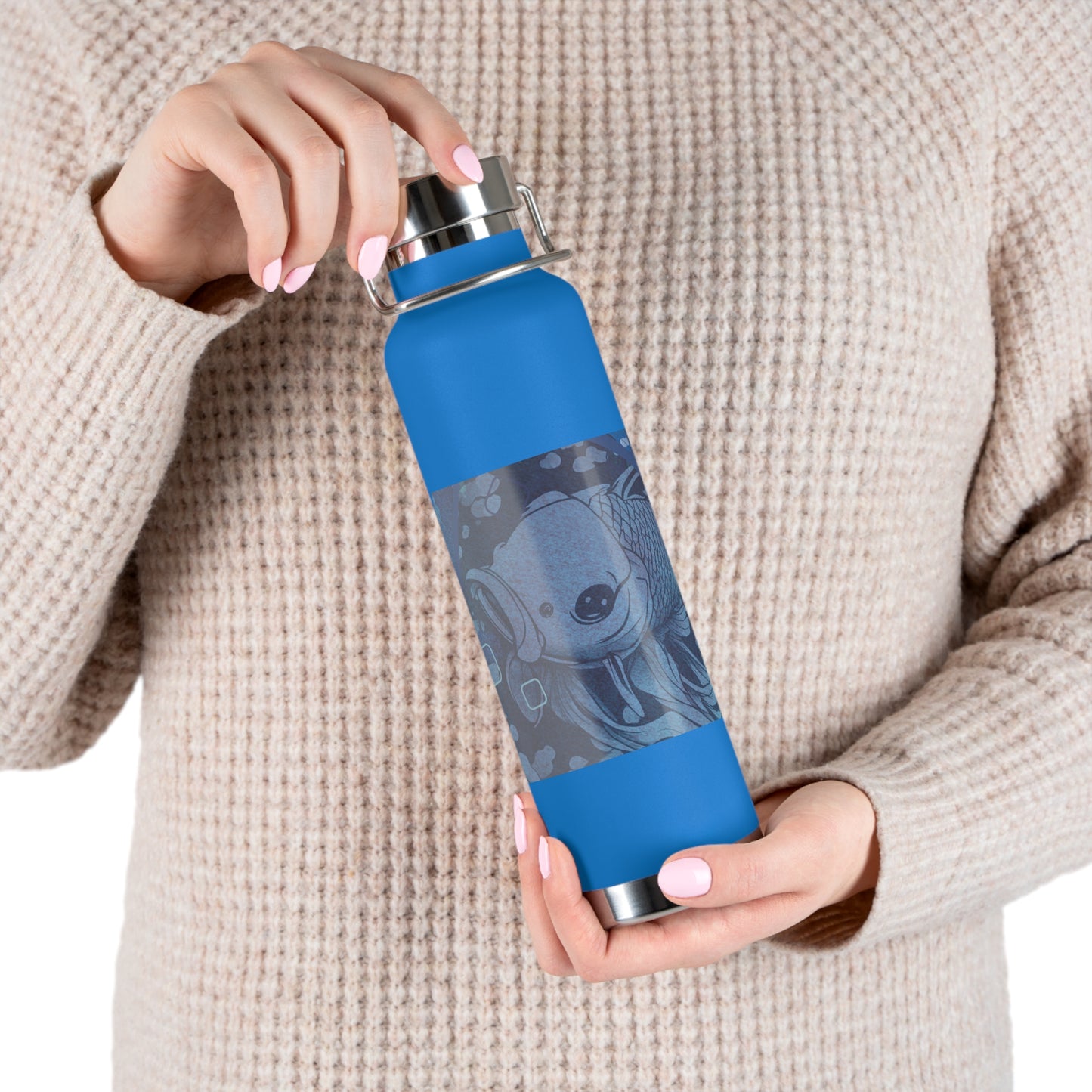 Blue Koi Copper Vacuum Insulated Bottle, 22oz