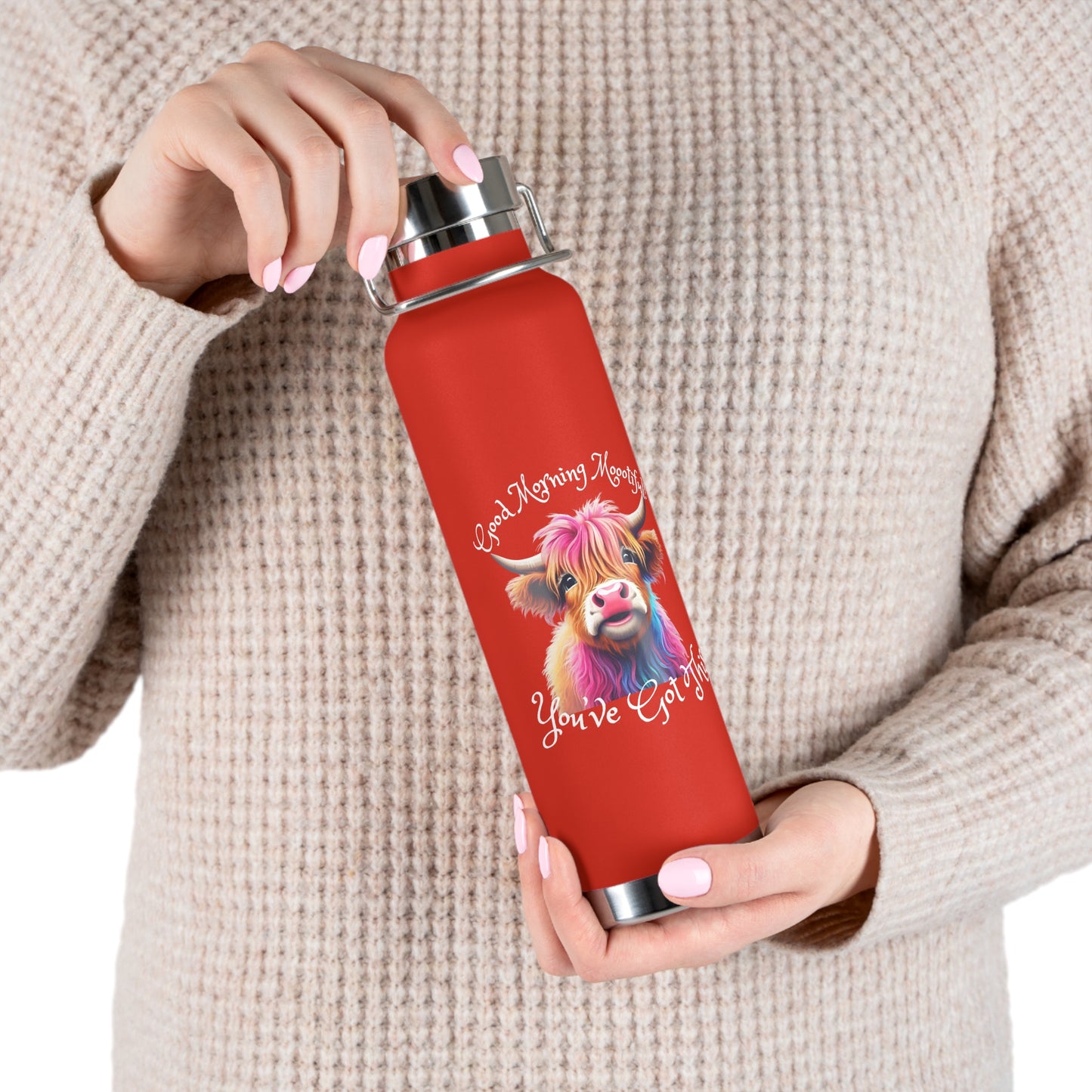 Good Morning Moootiful Copper Vacuum Insulated Bottle