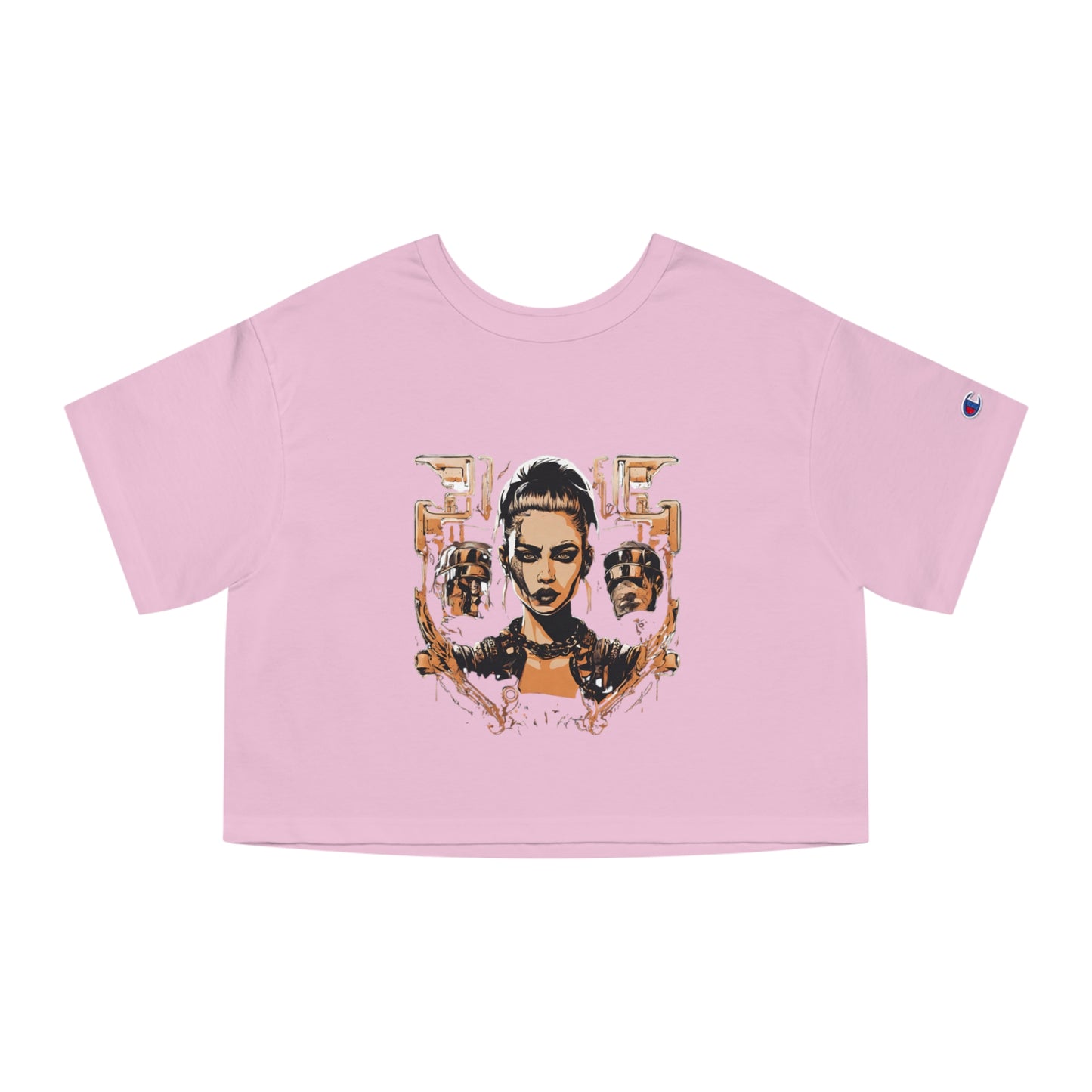 Cropped T-Shirt — Retro Cyberpunk Femme Portrait Graphic