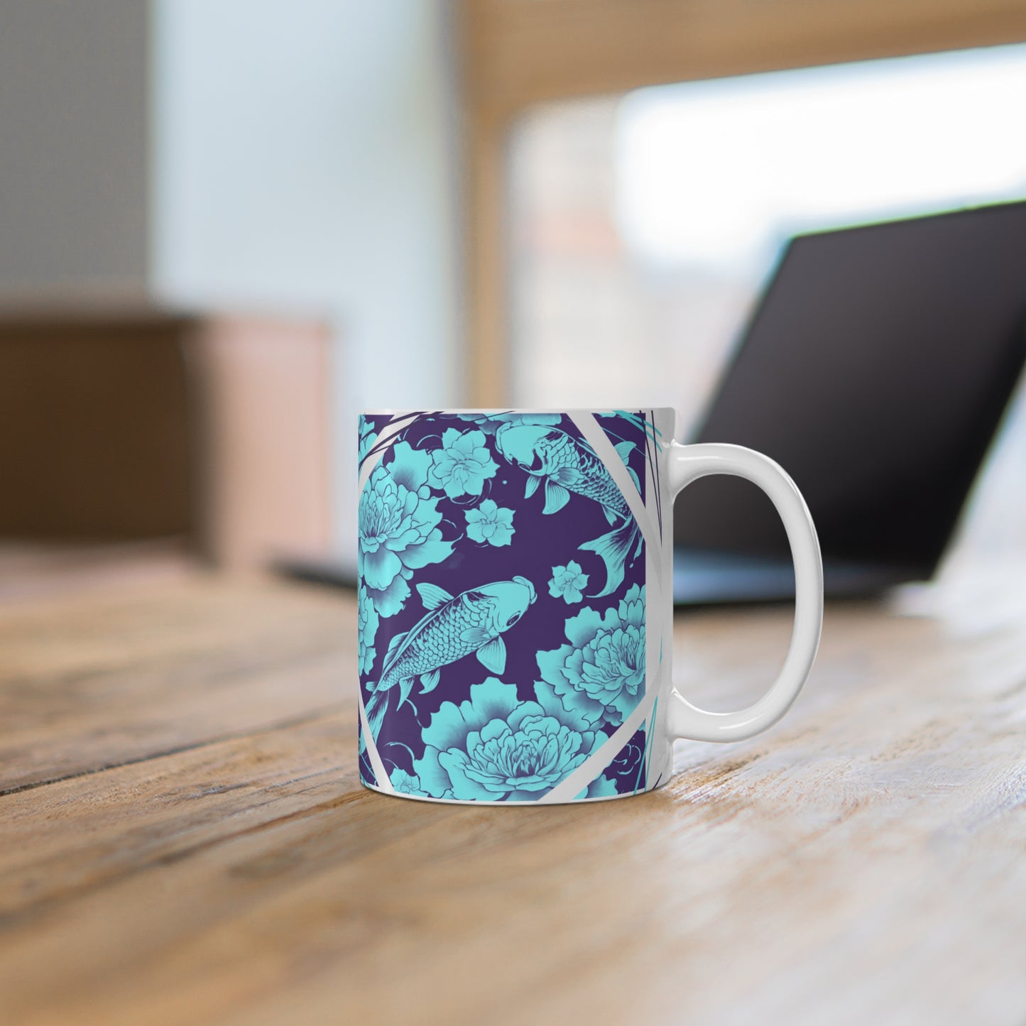 Teal Koi Fish Mug - 11oz Coffee Cup Just Gigi IFYKYYK