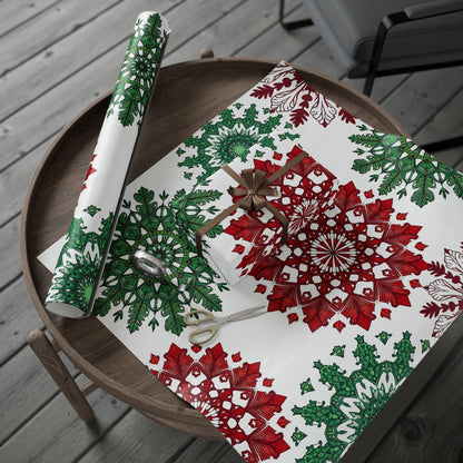 OG Red & Green Block Print Holiday Wrapping Paper - Red & Green Holiday Gift Wrap