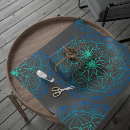 Mandala Geometric Blue Wrapping Paper Roll — Just Gigi IFYKYK