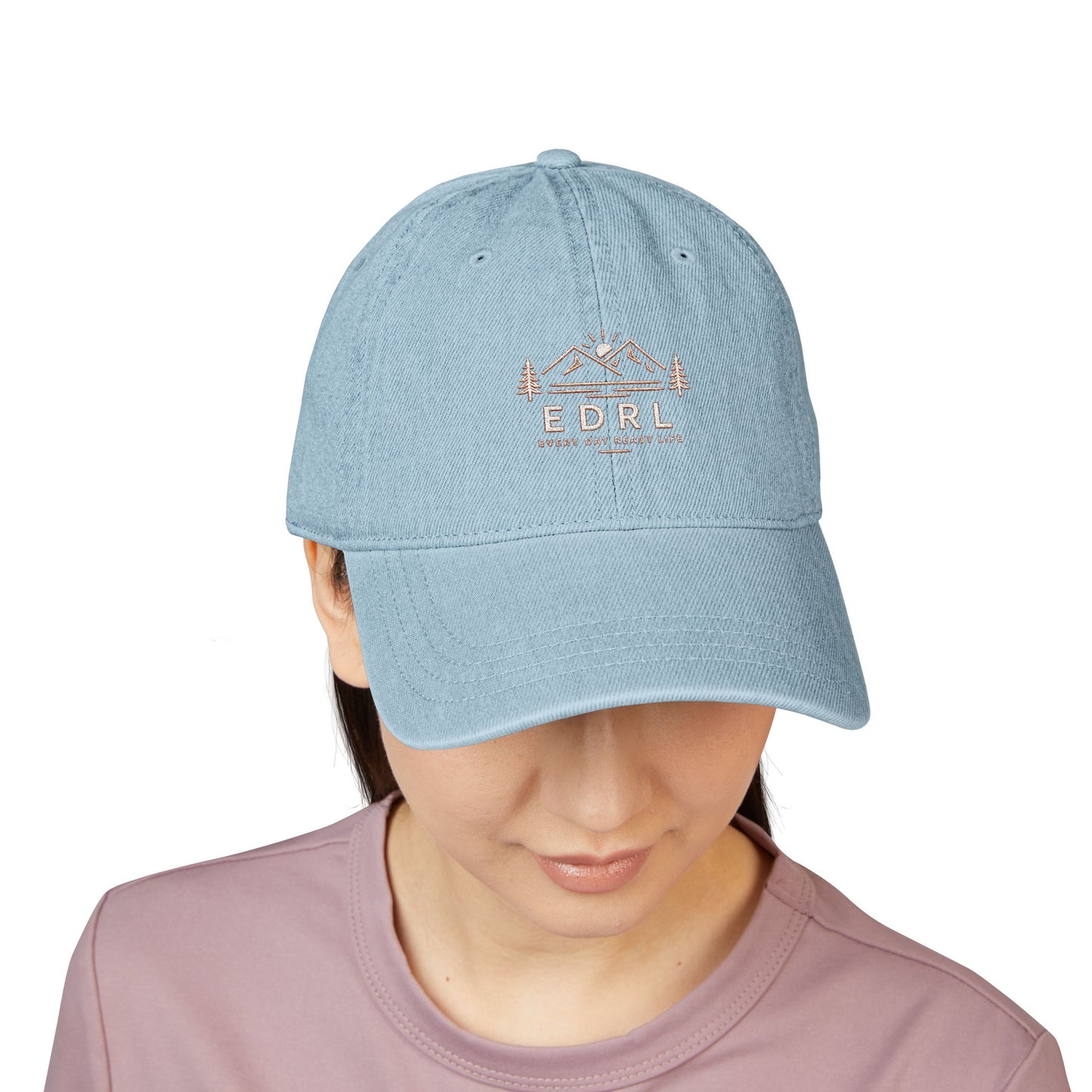 Embroidered Mountain Logo Denim Hat — EDRL by Just Gigi IFYKYK