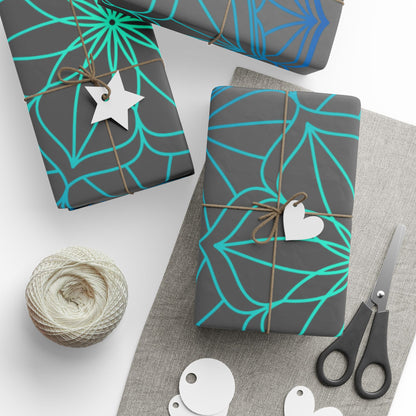 Mandala Geometric Blue Wrapping Paper Roll — Just Gigi IFYKYK