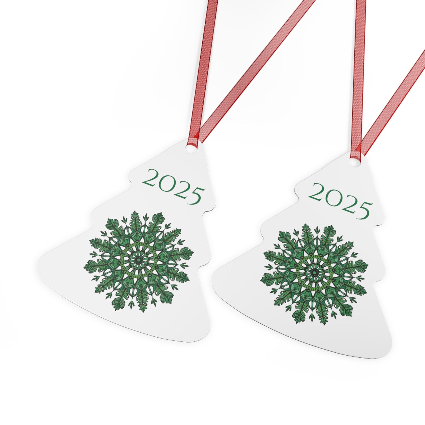 2025 Green Snowflake Metal Ornament — Christmas Tree Keepsake
