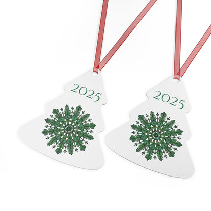 2025 Green Snowflake Metal Ornament — Christmas Tree Keepsake