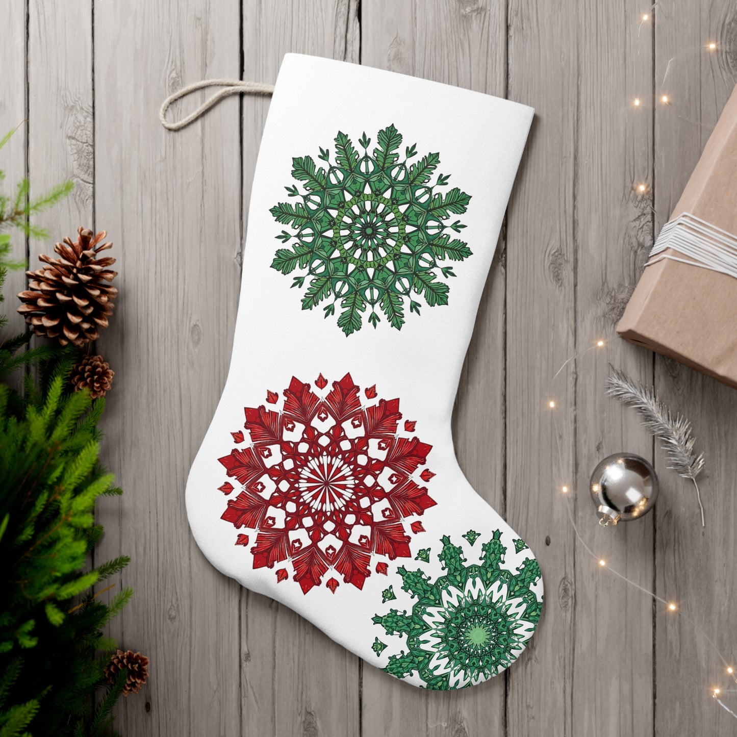 OG Red & Green Block Print  Holiday Stocking Vintage Design  - Just Gigi IFYKYK