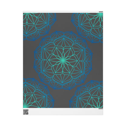 Mandala Geometric Blue Wrapping Paper Roll — Just Gigi IFYKYK