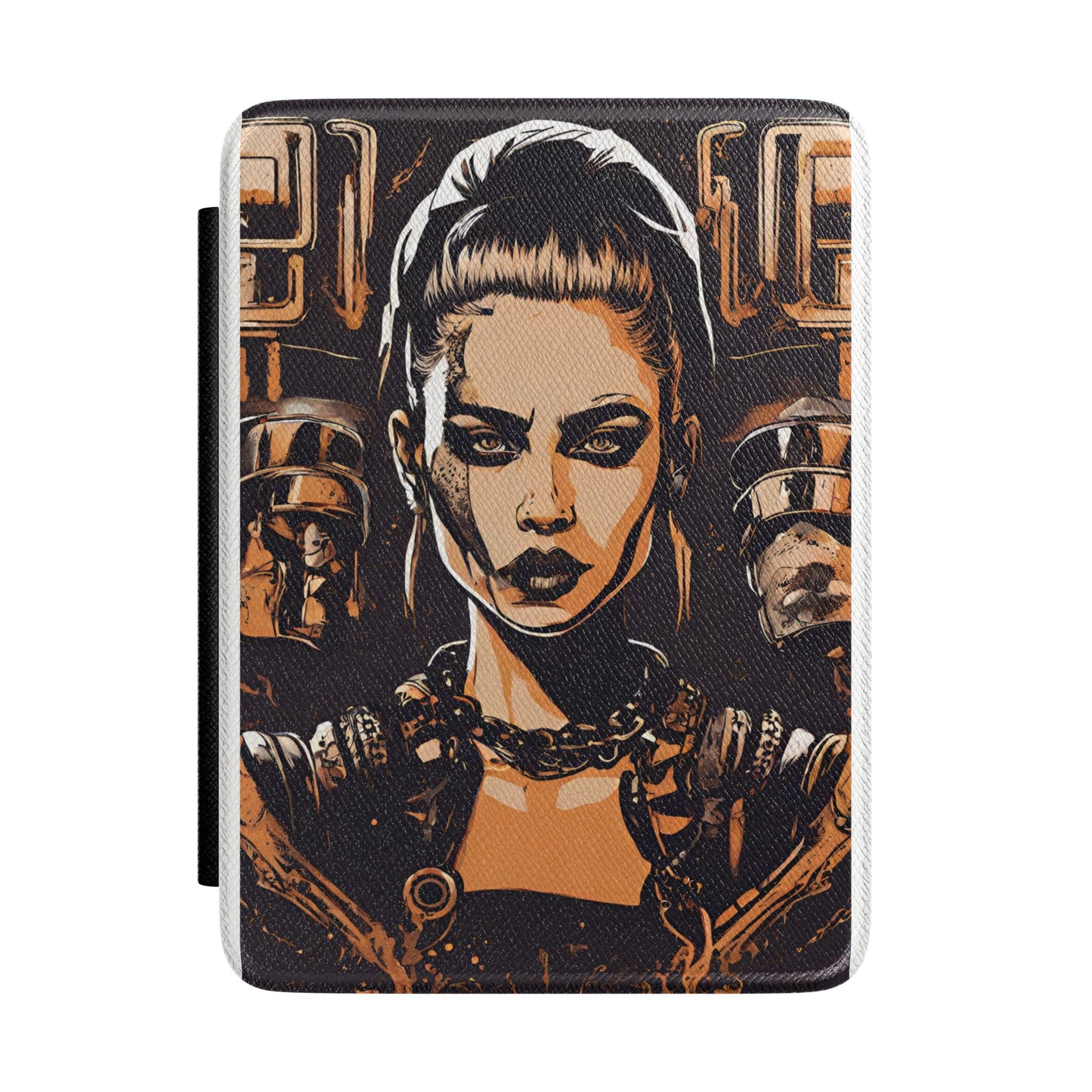 Cyberpunk Femme Kindle Case — Futuristic Warrior E-Reader Cover