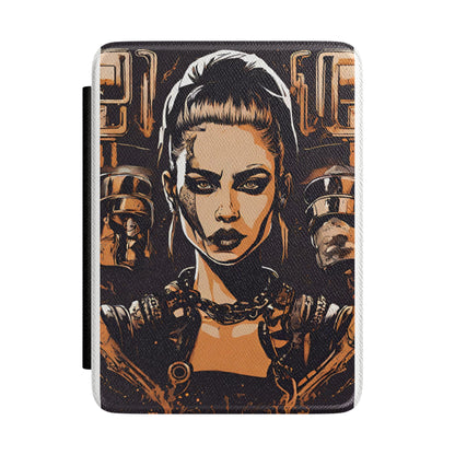 Cyberpunk Femme Kindle Case — Futuristic Warrior E-Reader Cover