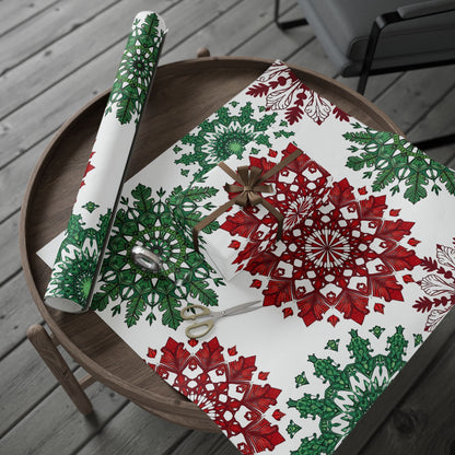 OG Red & Green Block Print Holiday Wrapping Paper - Red & Green Holiday Gift Wrap