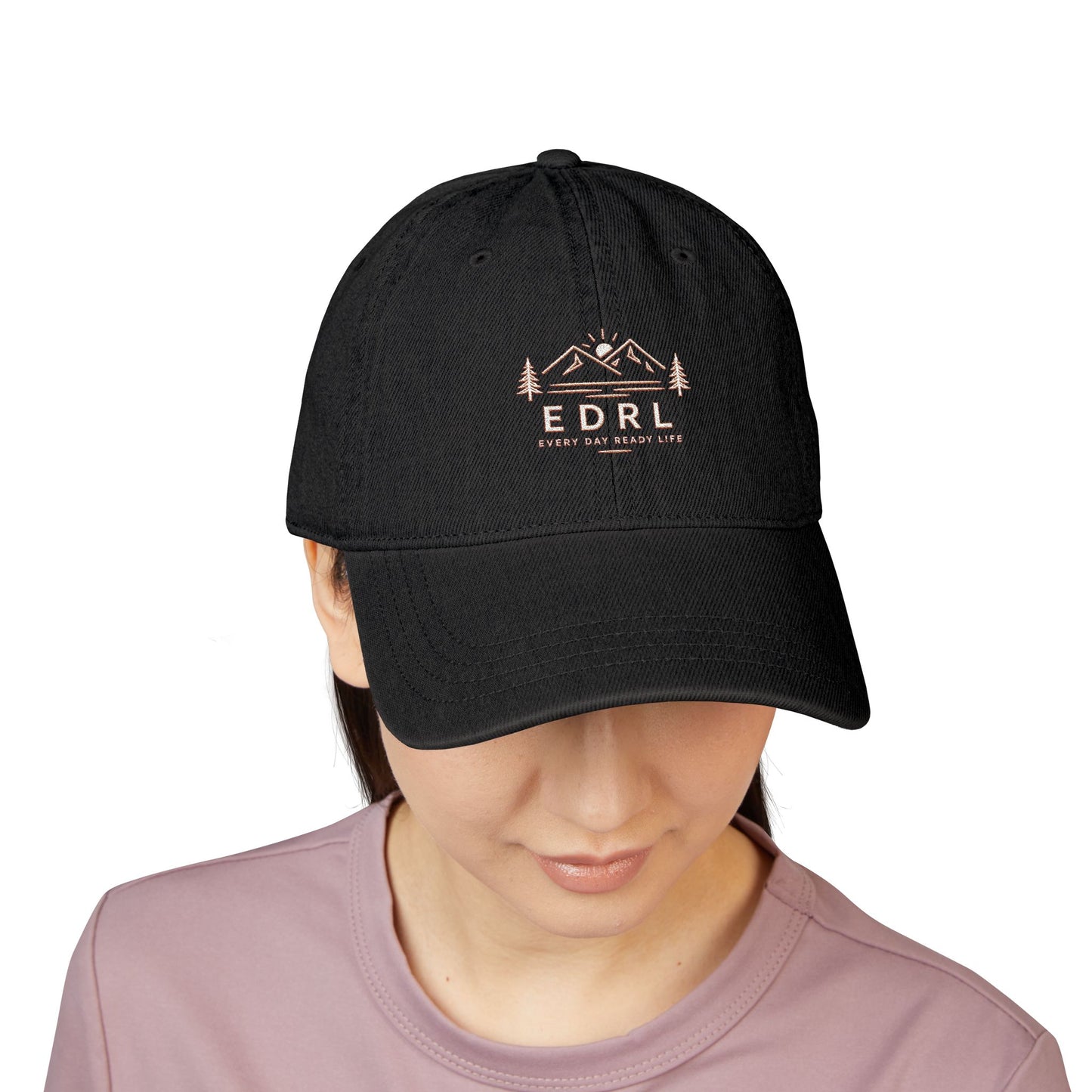 Embroidered Mountain Logo Denim Hat — EDRL by Just Gigi IFYKYK