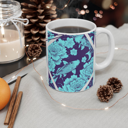 Teal Koi Fish Mug - 11oz Coffee Cup Just Gigi IFYKYYK