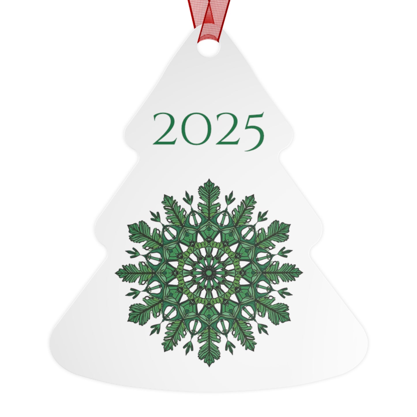 2025 Green Snowflake Metal Ornament — Christmas Tree Keepsake