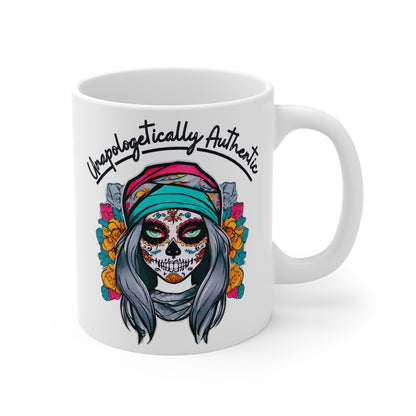 Unapologetically Authentic Sugar Skull Mug - 11 oz Mug Just Gigi IFYKYK