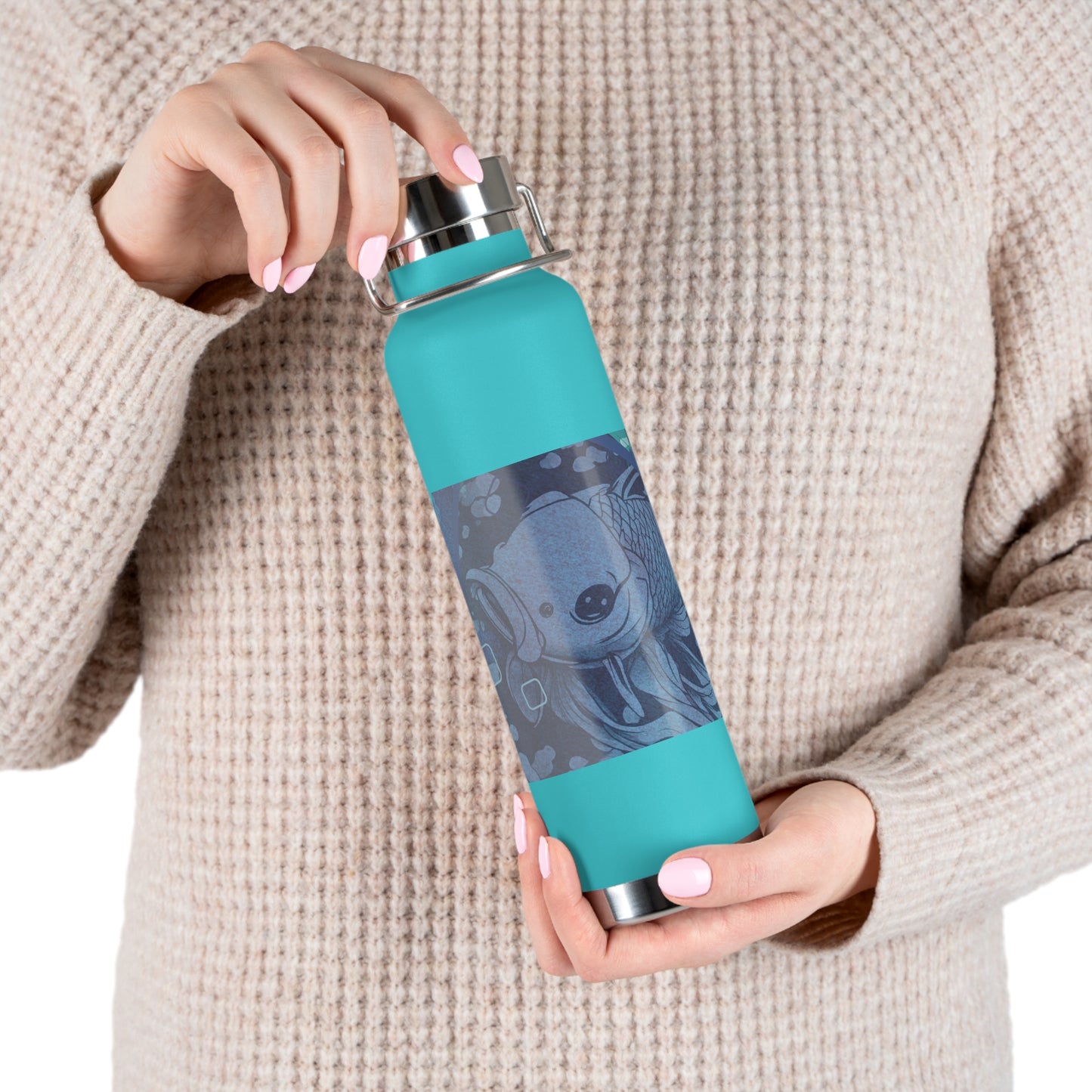 Blue Koi Copper Vacuum Insulated Bottle, 22oz