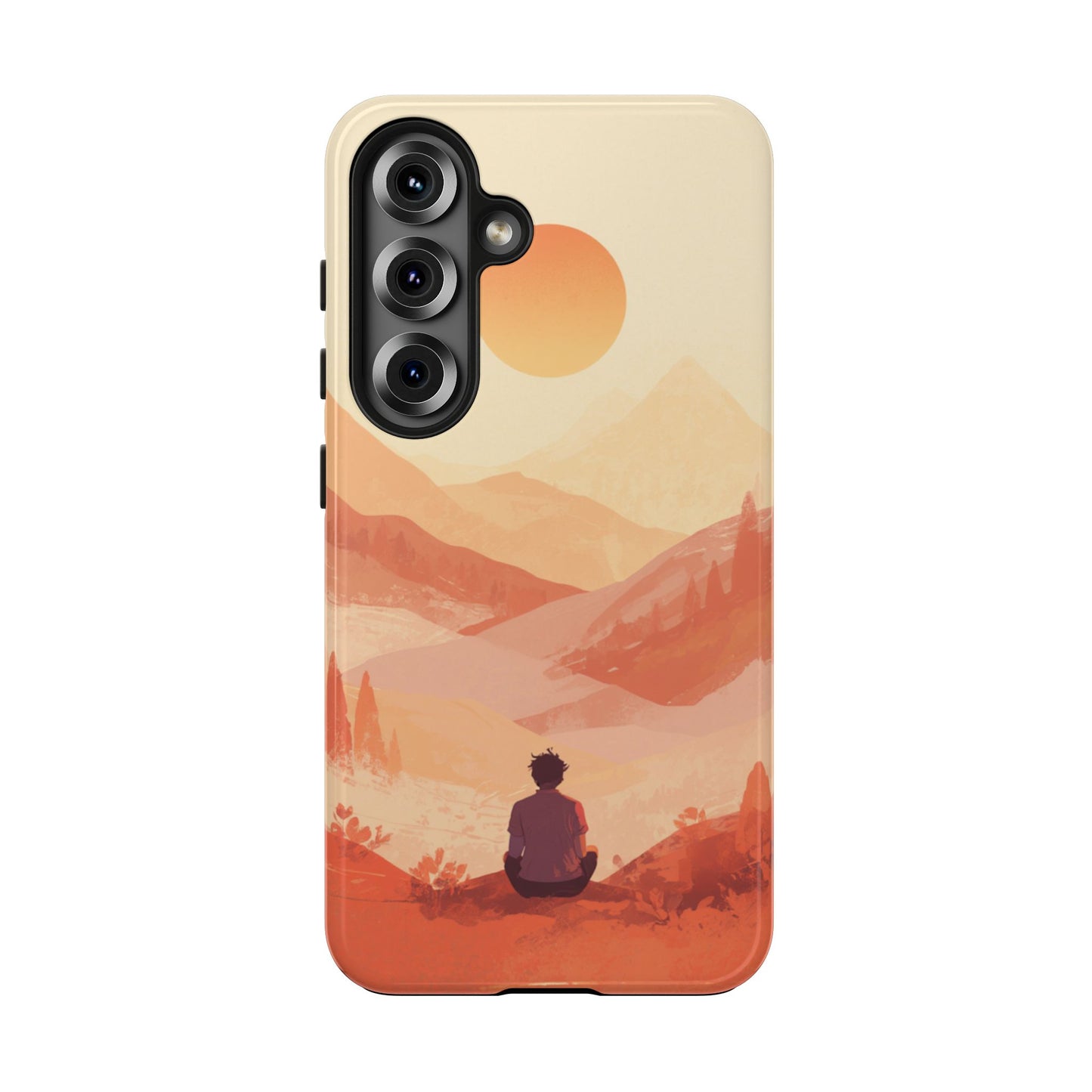 Sunset Mountain Meditation Tough Phone Case - Just Gigi IFYKYK