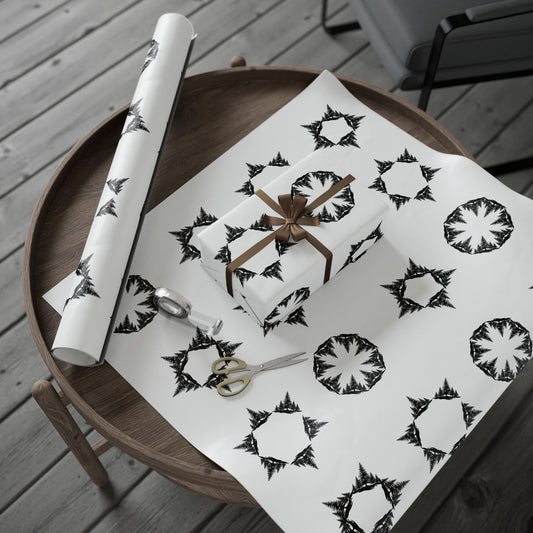 Black & White Snowflake Trees Hidden Image Wrapping Paper Roll - Just Gigi IFYKYK
