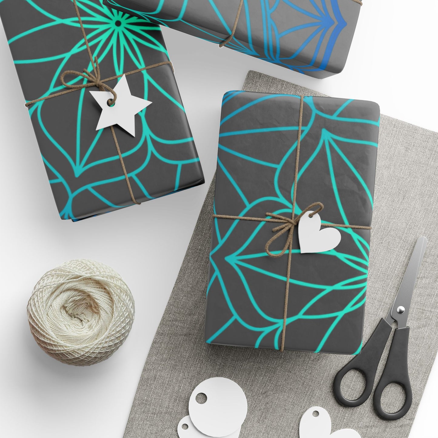 Mandala Geometric Blue Wrapping Paper Roll — Just Gigi IFYKYK