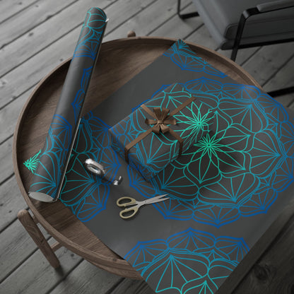 Mandala Geometric Blue Wrapping Paper Roll — Just Gigi IFYKYK
