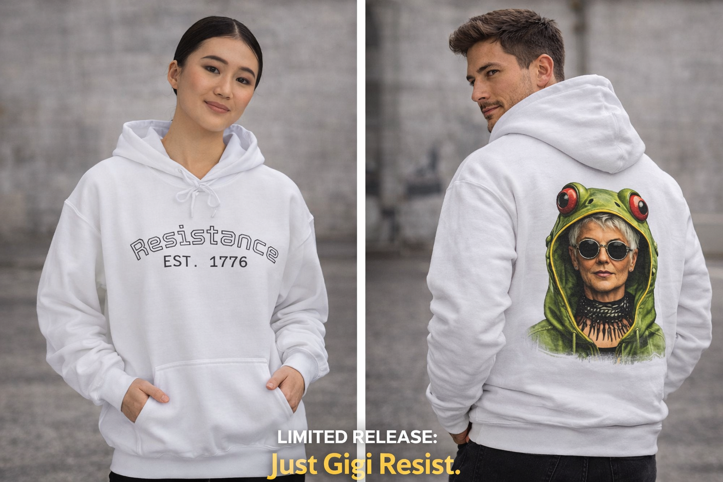 Resistance Est. 1776 Hoodie — Frog Hood Portrait Graphic Sweatshirt