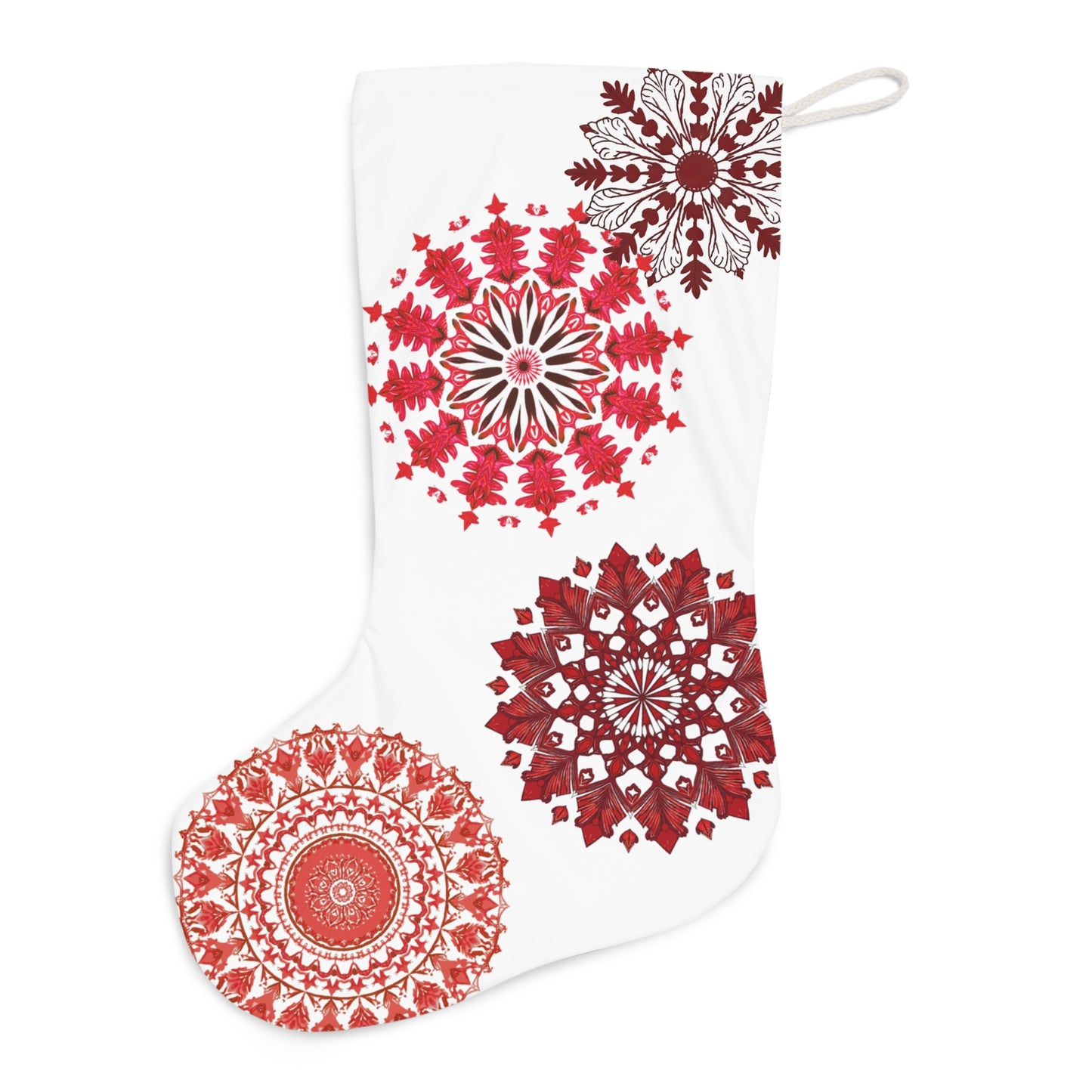 Scarlet Snowflake Mandala Christmas Stocking -Just Gigi IFYKYK