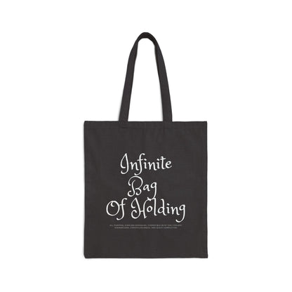 "Infinite Bag Of Holding" 1 sided Black Canvas Tote - Just Gigi  IFYKYK