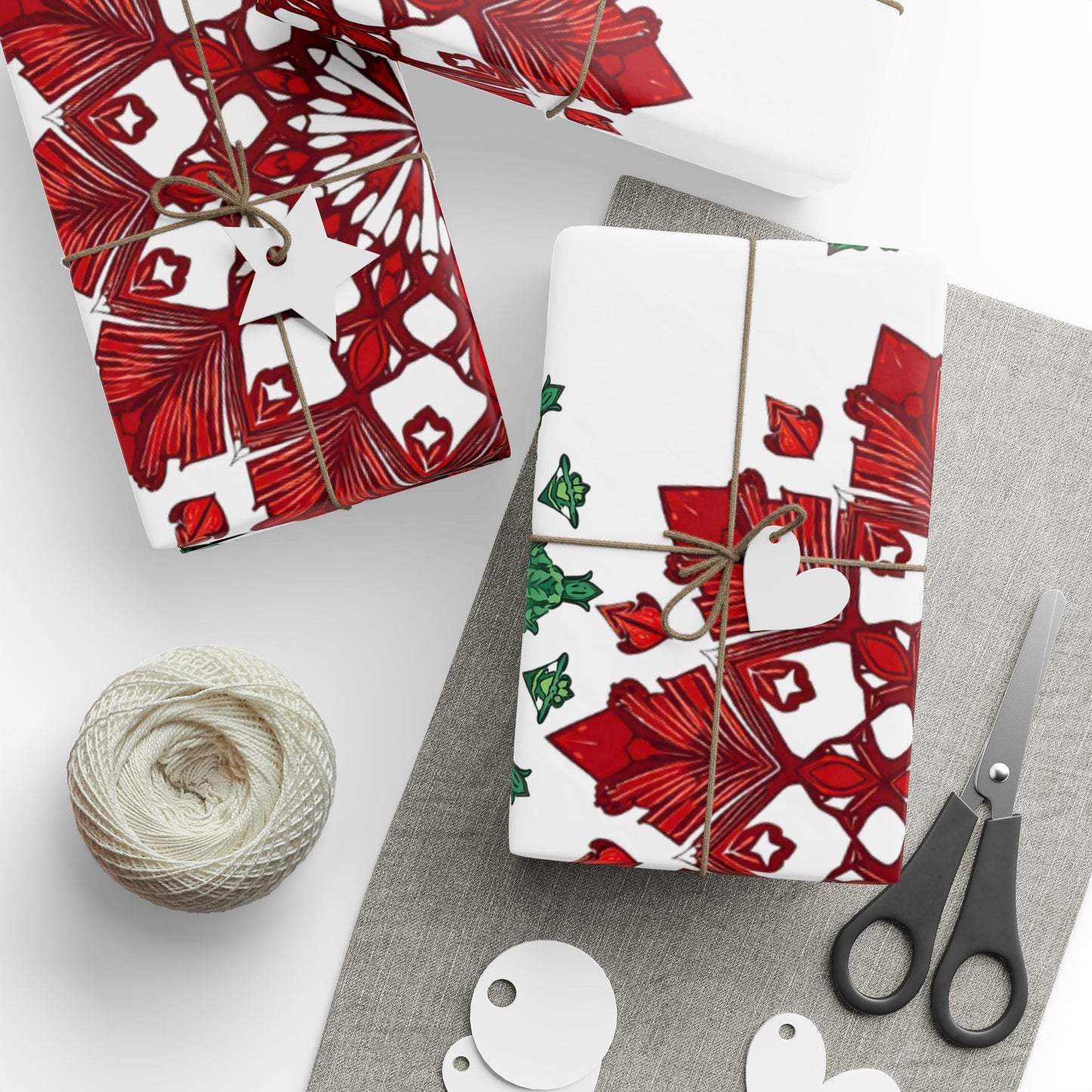 OG Red & Green Block Print Holiday Wrapping Paper - Red & Green Holiday Gift Wrap