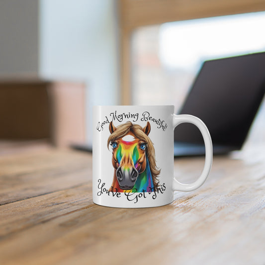 Fantastical Horse Good Morning Beautiful 11 oz Mug, Just Gigi IFYKYK