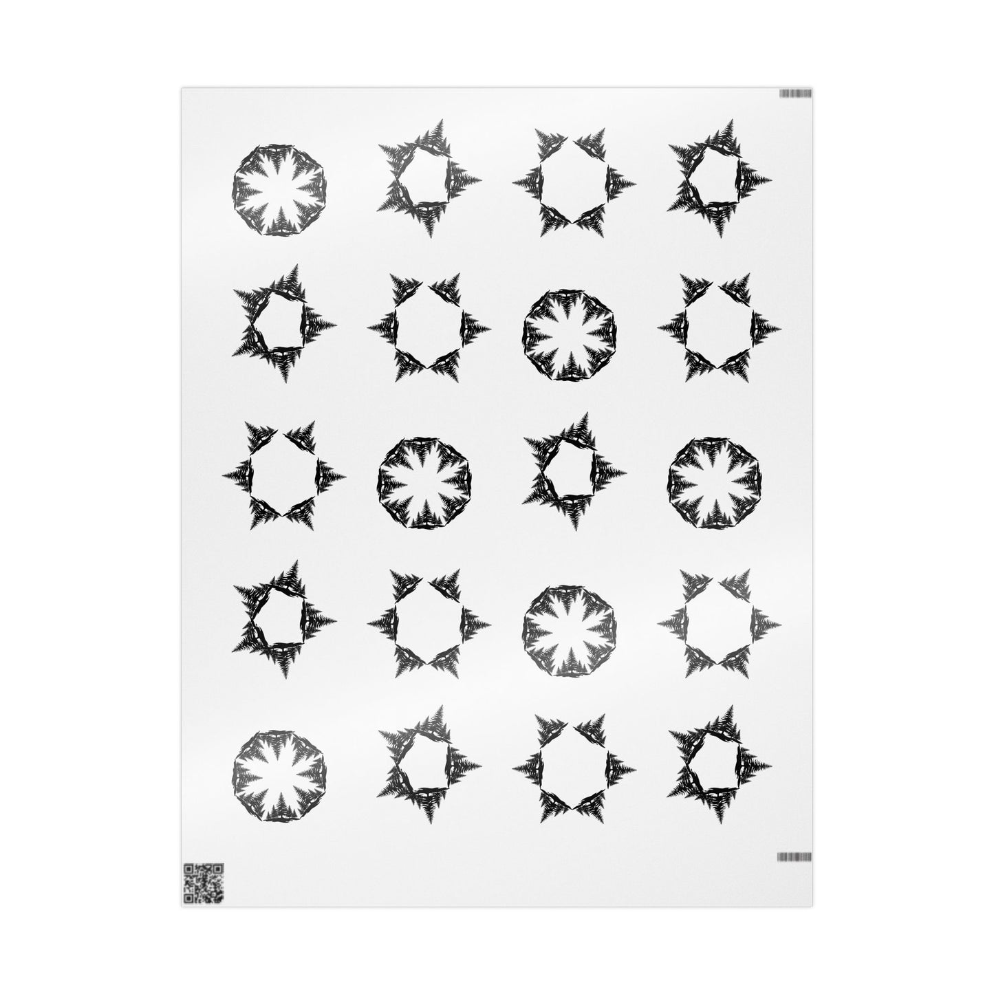 Black & White Snowflake Trees Hidden Image Wrapping Paper Roll - Just Gigi IFYKYK