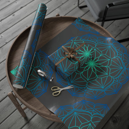 Mandala Geometric Blue Wrapping Paper Roll — Just Gigi IFYKYK