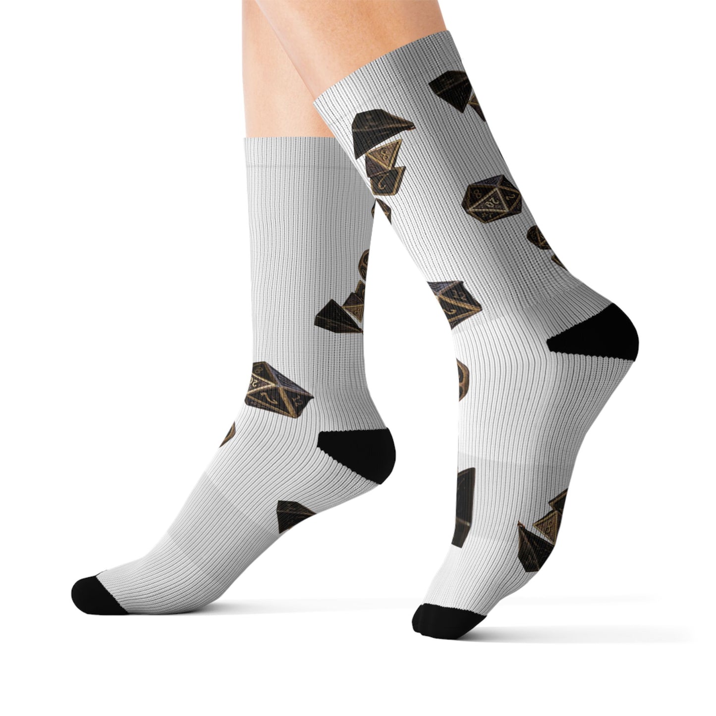 Roleplaying Dice Socks — D20 Dice Pattern Sublimation Crew Socks