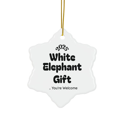 White Elephant 2025 Keepsake Ceramic Ornament — Just Gigi IFYKYK