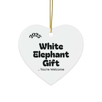 White Elephant 2025 Keepsake Ceramic Ornament — Just Gigi IFYKYK