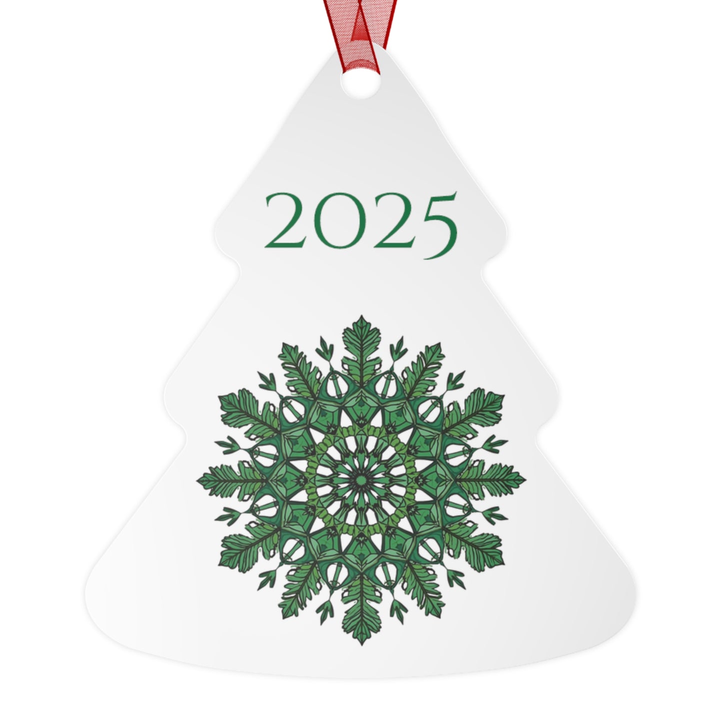 2025 Green Snowflake Metal Ornament — Christmas Tree Keepsake