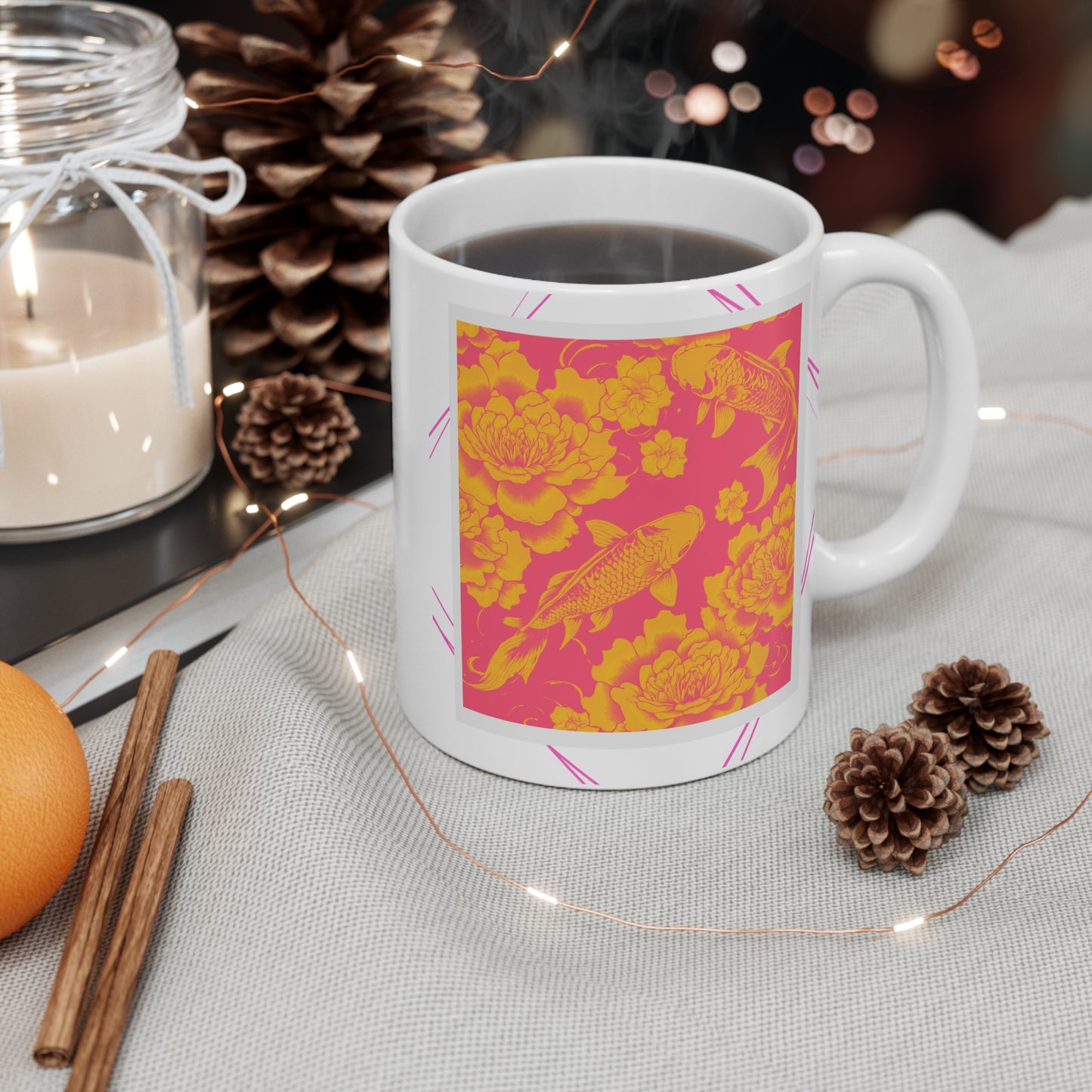 Vibrant Golden Koi Fish Mug 11 oz Just Gigi IFYKYK
