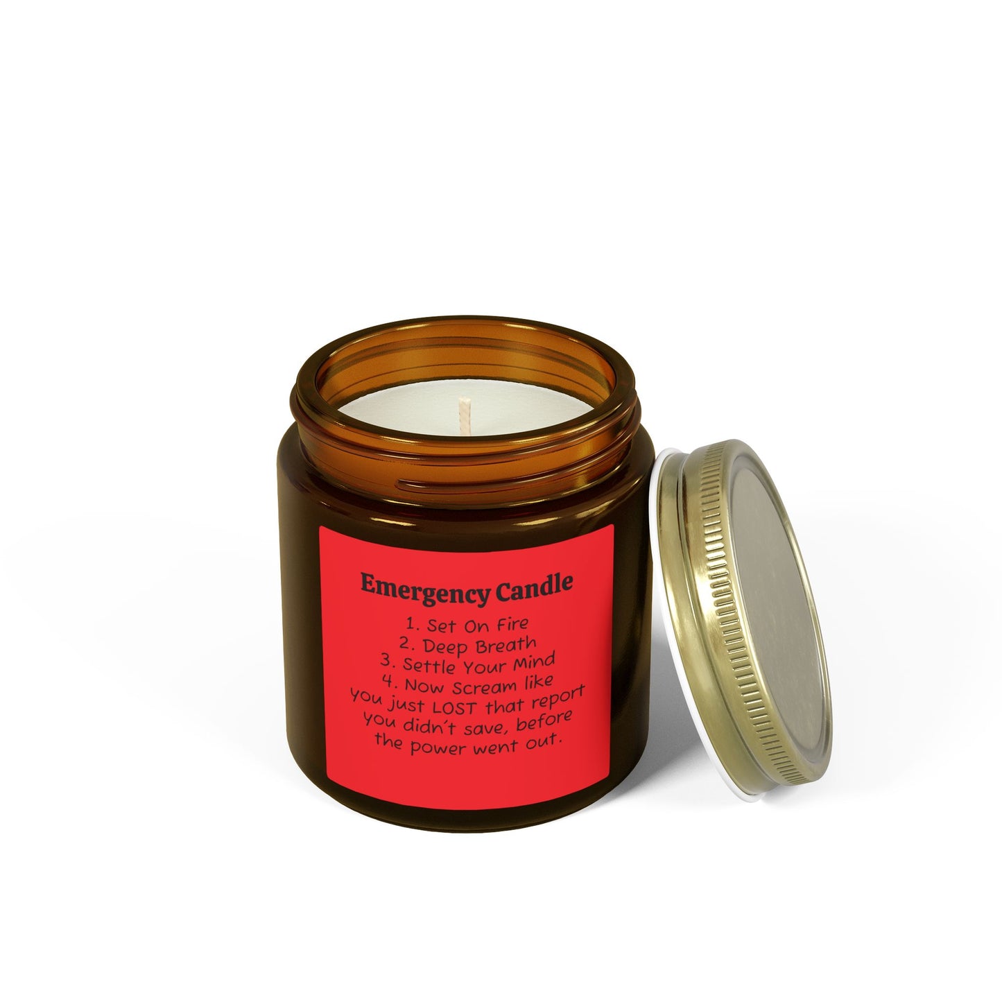Emergency Candle - Coconut Apricot Wax Jar Candle - Just Gigi IFYKYK