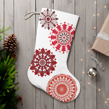 Scarlet Snowflake Mandala Christmas Stocking -Just Gigi IFYKYK