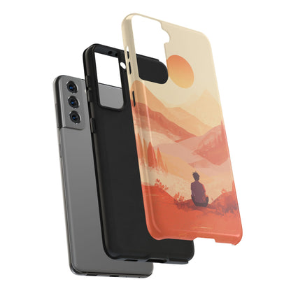 Sunset Mountain Meditation Tough Phone Case - Just Gigi IFYKYK