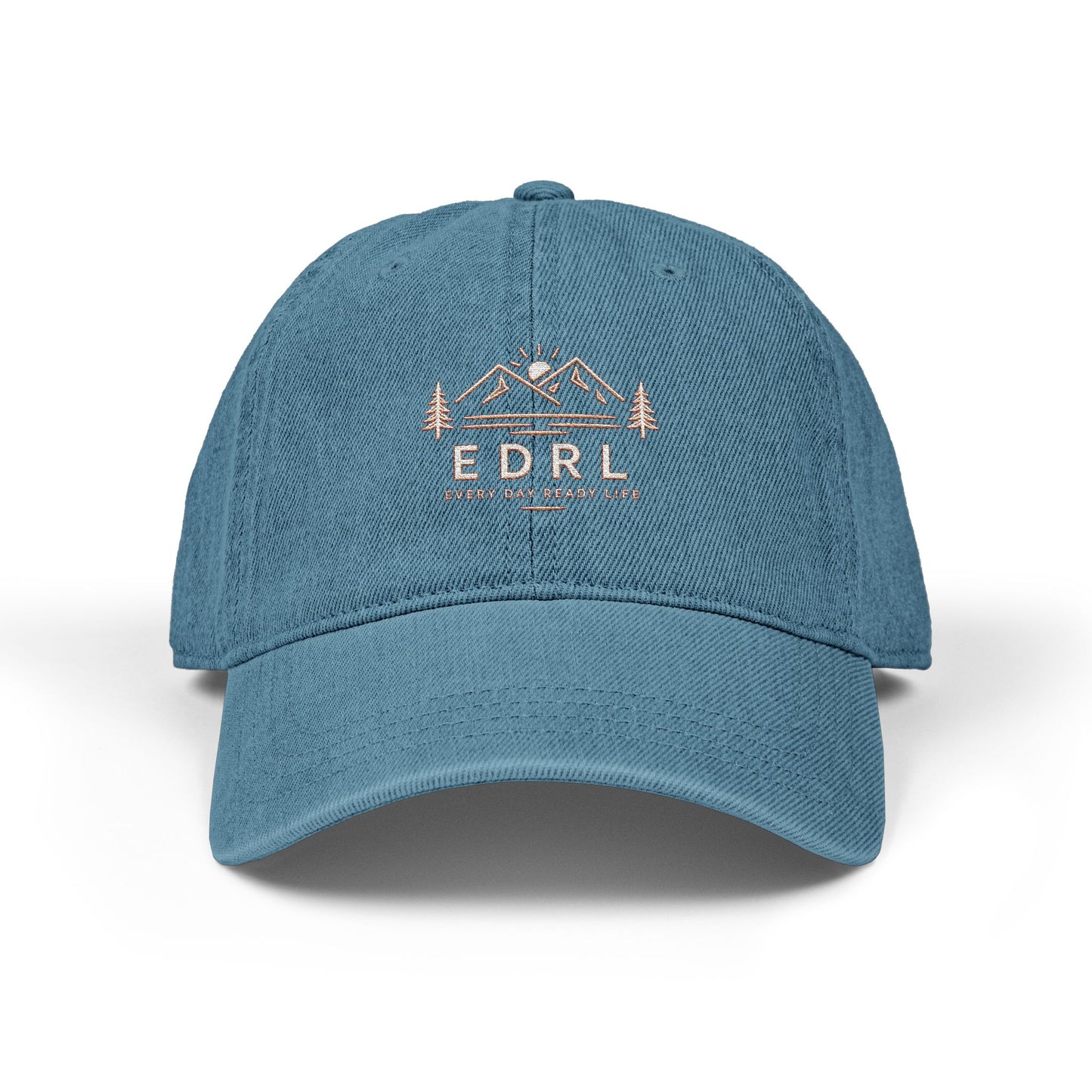 Embroidered Mountain Logo Denim Hat — EDRL by Just Gigi IFYKYK