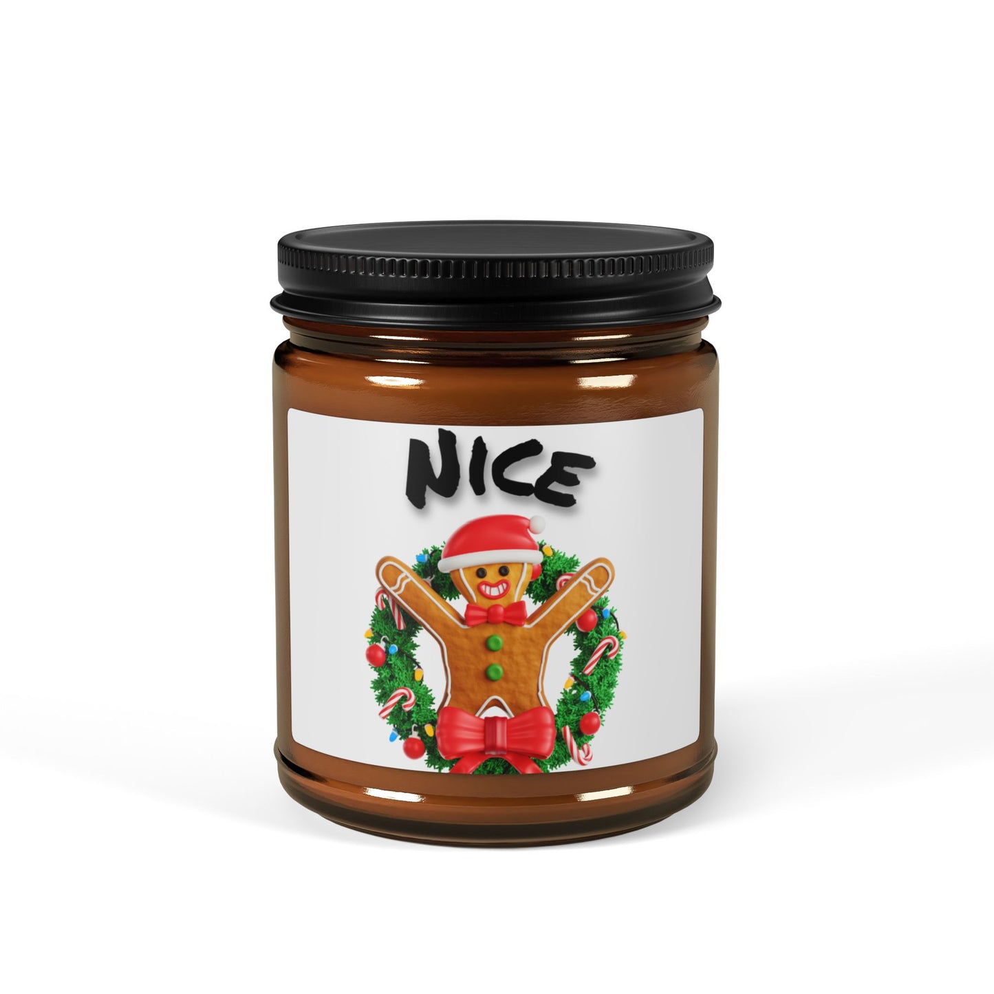 'Nice' Gingerbread Man Soy Candle — Amber Jar Just Gigi IFYKYK