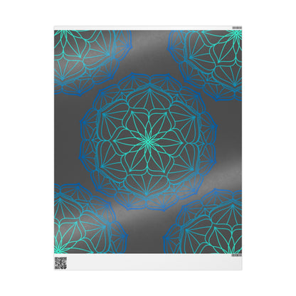 Mandala Geometric Blue Wrapping Paper Roll — Just Gigi IFYKYK
