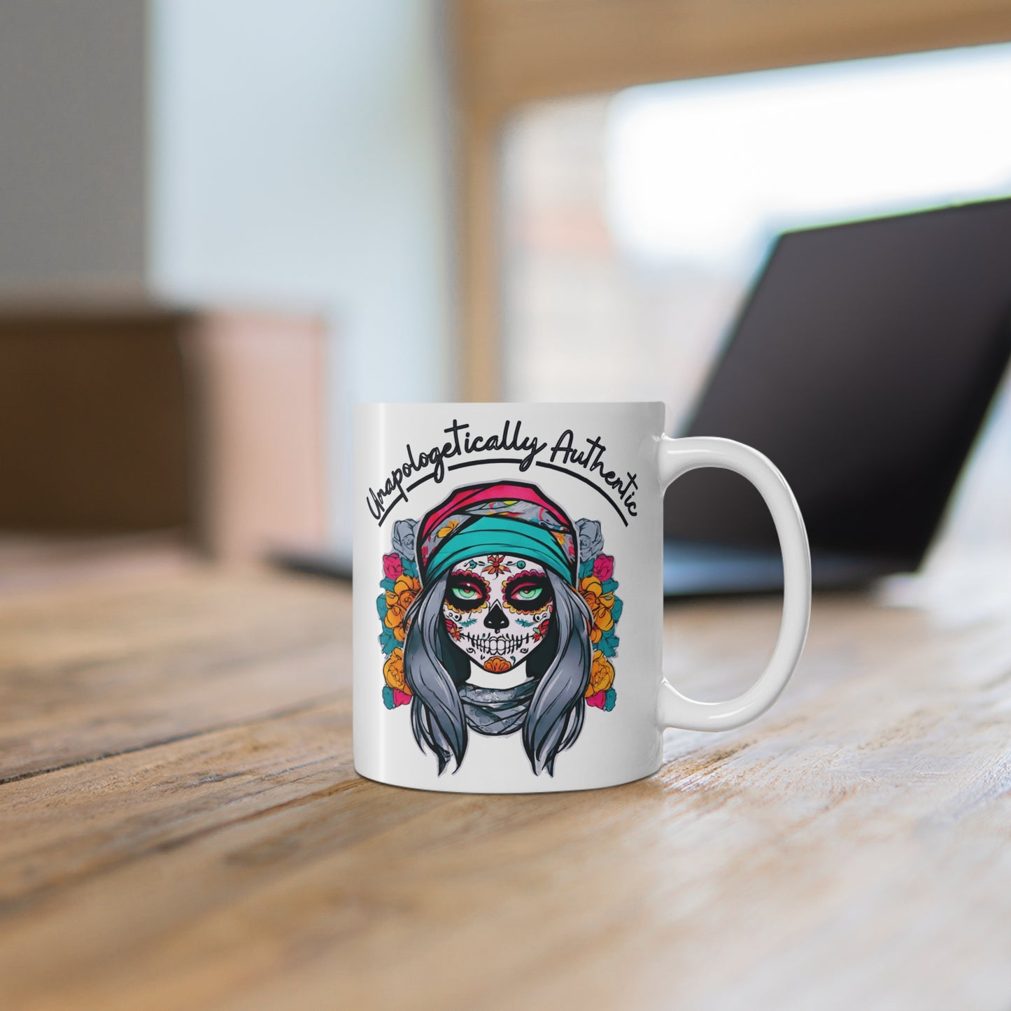 Unapologetically Authentic Sugar Skull Mug - 11 oz Mug Just Gigi IFYKYK