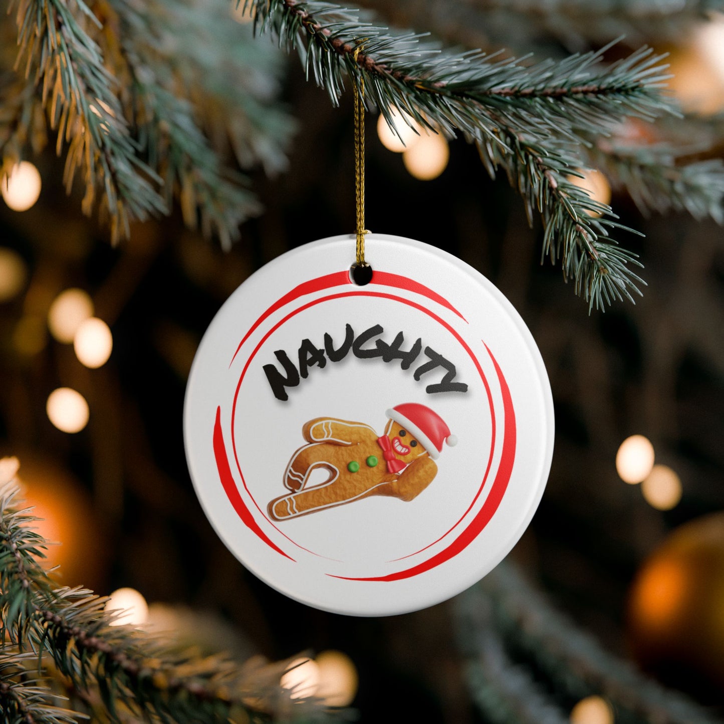 Naughty Gingerbread Ornament - Ceramic Just Gigi IFYKYK