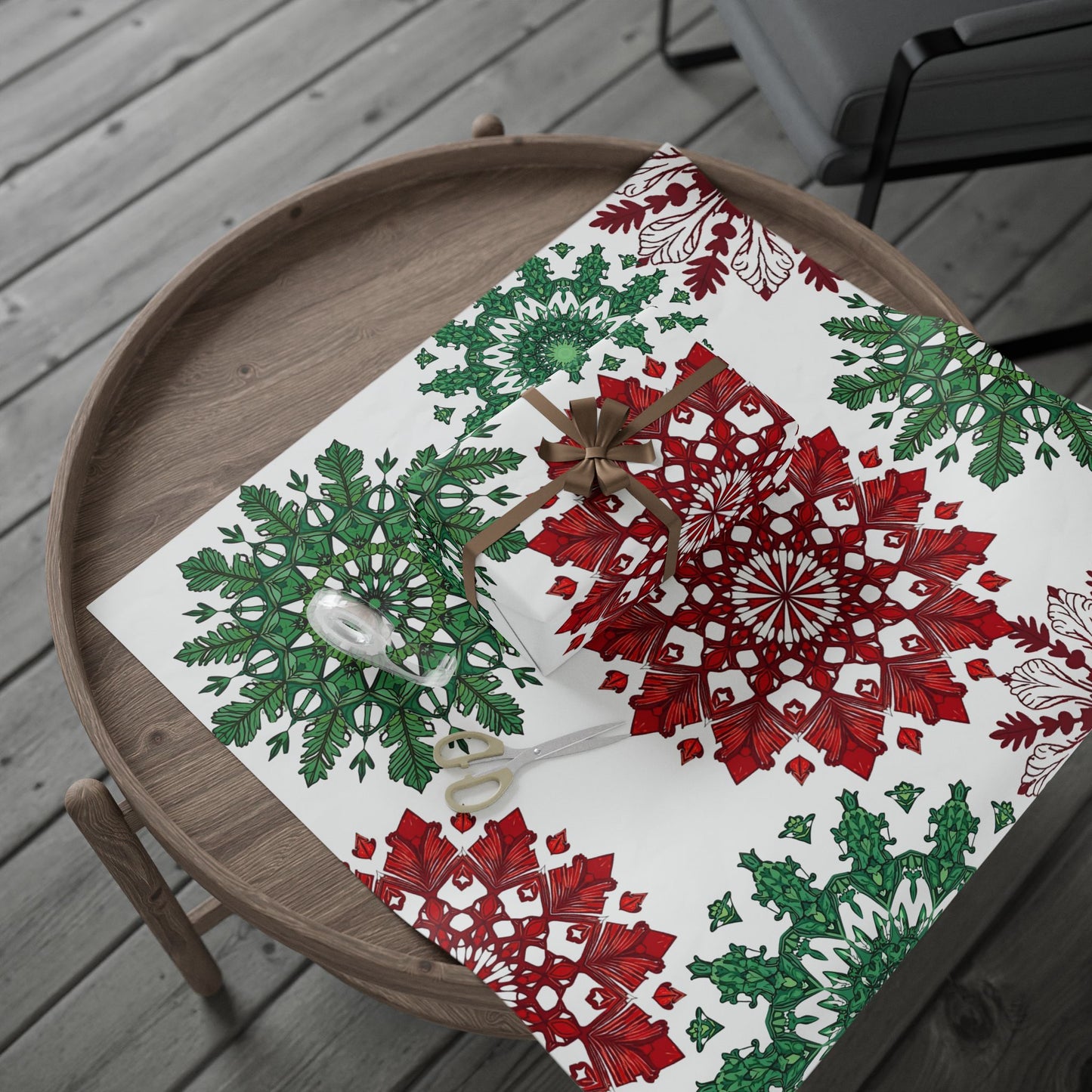 OG Red & Green Block Print Holiday Wrapping Paper - Red & Green Holiday Gift Wrap