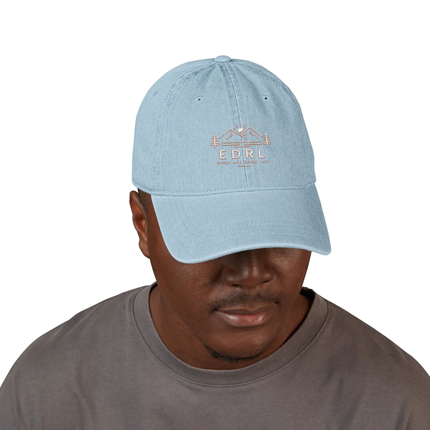 Embroidered Mountain Logo Denim Hat — EDRL by Just Gigi IFYKYK
